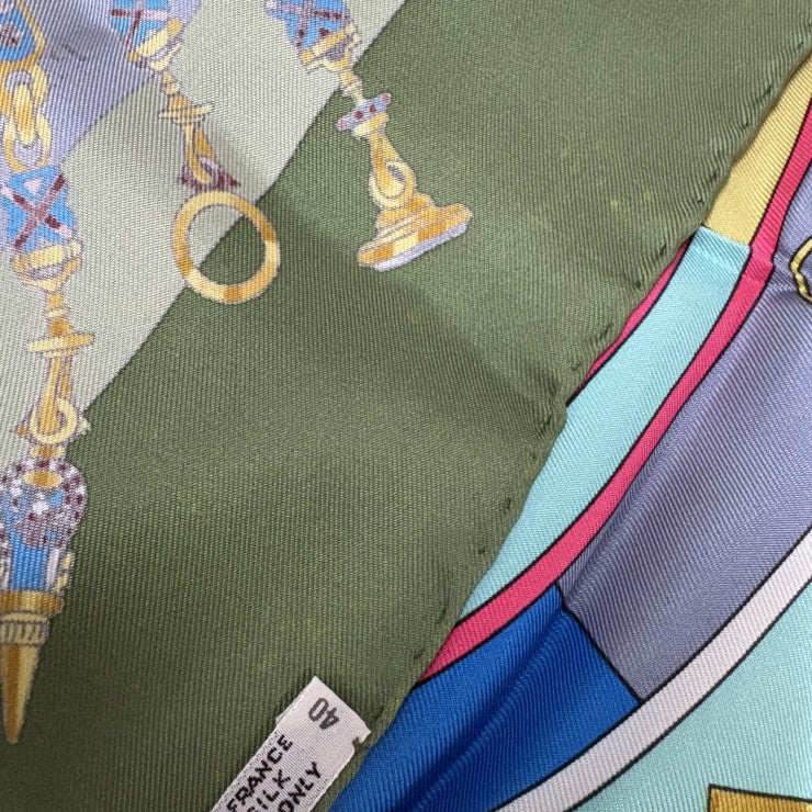 HERMES エルメス スカーフ カレ90 Parmi les fleurs je compte les heures 花の中で過ごす時間 マルチカラー シルク100% レディース 美品