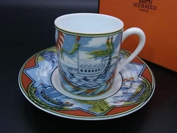 HERMES エルメス デミタス カップ＆ソーサー パッチワーク 貿易風 マルチカラー ポーセリン(磁器) ユニセックス 美品