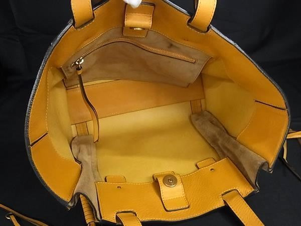 CHLOE クロエ トートバッグ マイロ イエロー系 レザー レディース ハンドバッグ フリンジ 美品