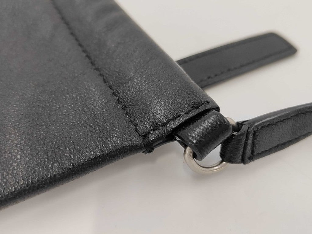 SAINT LAURENT PARIS サンローランパリ ショルダーバッグ 581697 ブラック系 レザー ユニセックス サコッシュ 斜め掛け 美品
