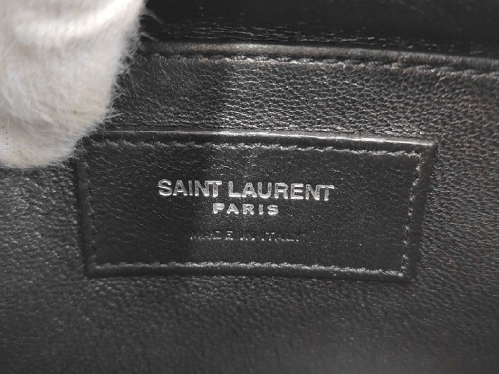 SAINT LAURENT PARIS サンローランパリ ショルダーバッグ 581697 ブラック系 レザー ユニセックス サコッシュ 斜め掛け 美品