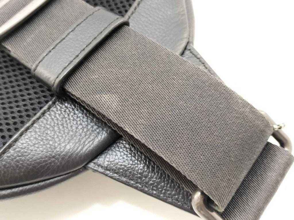 COACH コーチ ボディバッグ F23215 ブラック ブルー系 レザー メンズ ショルダーバッグ 美品