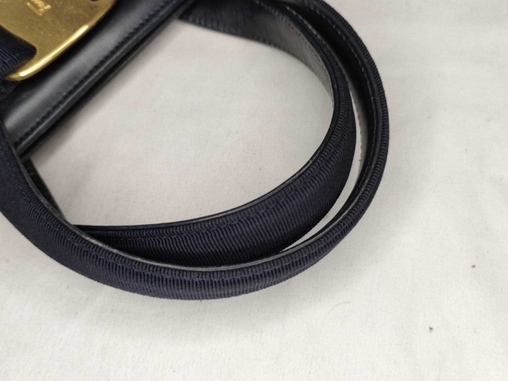 Salvatore Ferragamo フェラガモ ハンドバッグ ヴァラ BA214178 ネイビー系 レザー レディース ゴールド金具