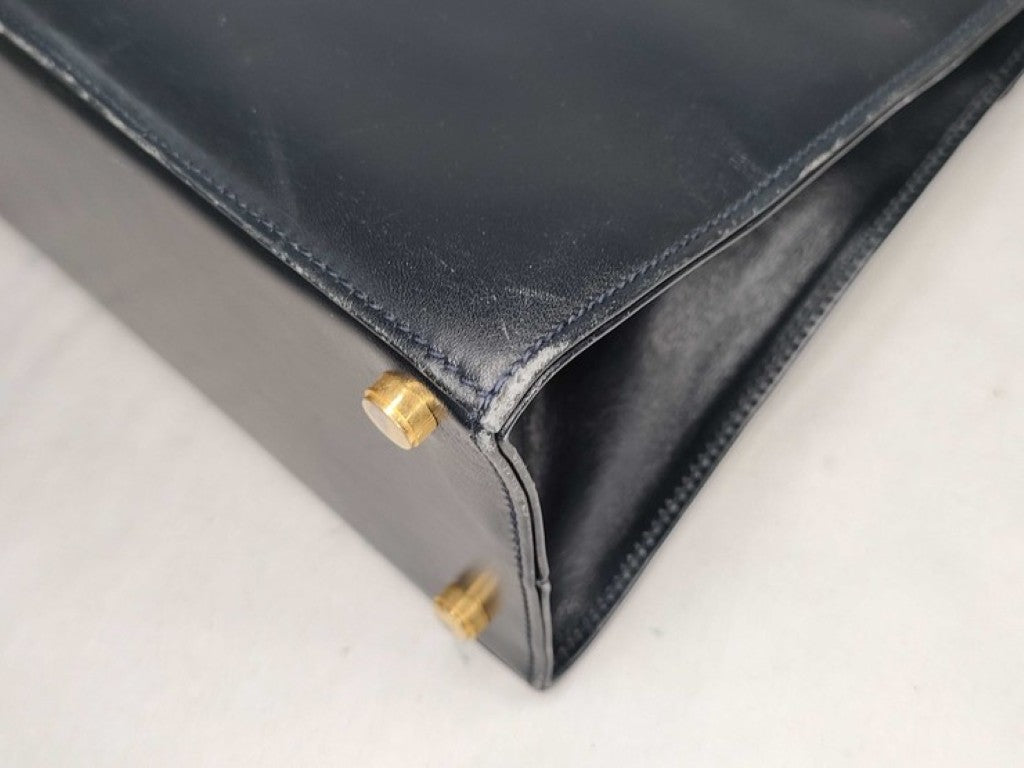 Salvatore Ferragamo フェラガモ ハンドバッグ ヴァラ BA214178 ネイビー系 レザー レディース ゴールド金具