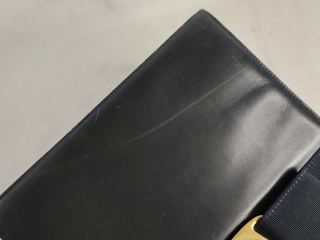 Salvatore Ferragamo フェラガモ ハンドバッグ ヴァラ BA214178 ネイビー系 レザー レディース ゴールド金具