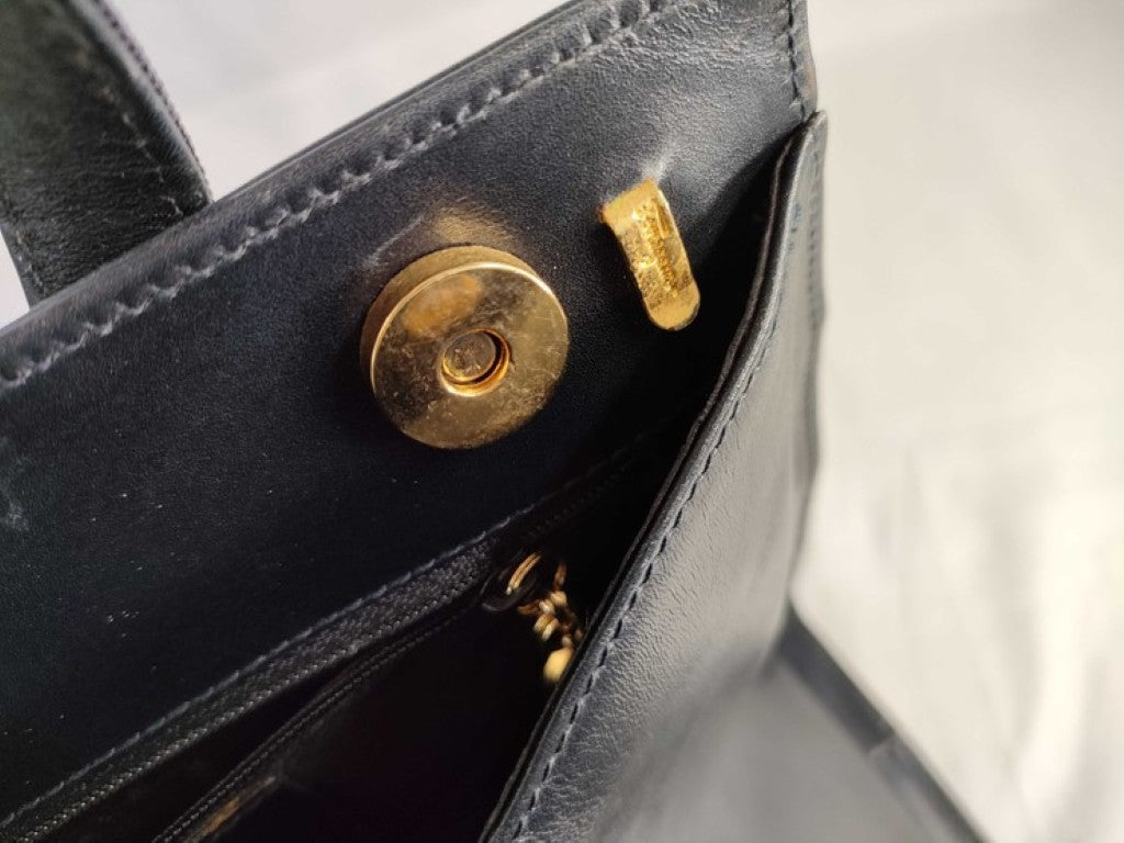 Salvatore Ferragamo フェラガモ ハンドバッグ ヴァラ BA214178 ネイビー系 レザー レディース ゴールド金具
