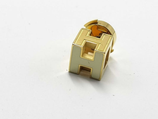 HERMES エルメス ピアス カージュドアッシュ Ｈキューブ ホワイト ゴールド系 メタル レディース 美品