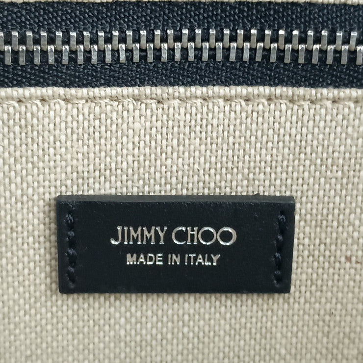 JIMMY CHOO ジミーチュウ トートバッグ N/S TOTE M ブラック系 レザー レディース 美品