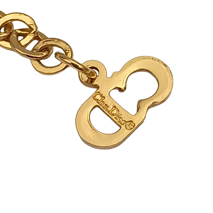 Christian Dior ディオール ネックレス ゴールド系 メタル レディース ラインストーン フェイクパール 美品