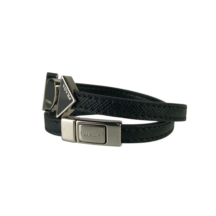 PRADA プラダ ブレスレット SAFFIANO 2IB363 NERO系 レザー ユニセックス シルバー金具 美品