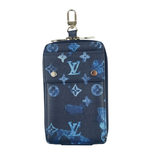 LOUIS VUITTON ルイヴィトン ポーチ フォンポーチ M80466 ブルー系 モノグラム・ウォーターカラー キャンバス メンズ フォンケース シルバー金具 超美品