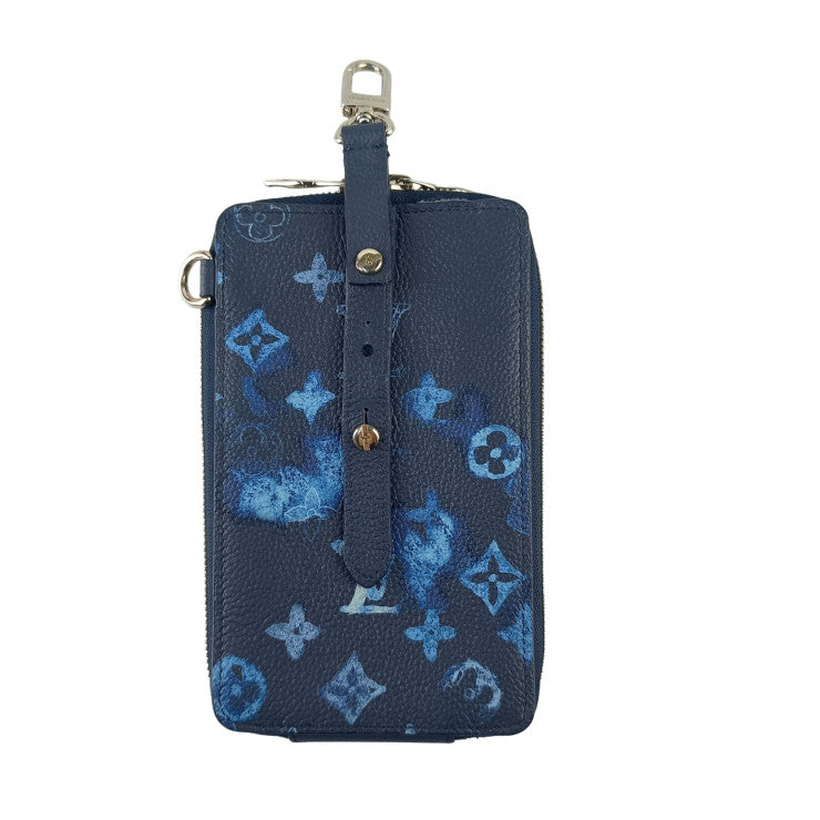 LOUIS VUITTON ルイヴィトン ポーチ フォンポーチ M80466 ブルー系 モノグラム・ウォーターカラー キャンバス メンズ フォンケース シルバー金具 超美品