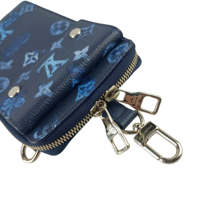 LOUIS VUITTON ルイヴィトン ポーチ フォンポーチ M80466 ブルー系 モノグラム・ウォーターカラー キャンバス メンズ フォンケース シルバー金具 超美品