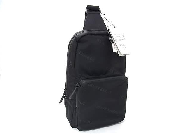BLACKLABEL CRESTBRIDGE ブラックレーベル クレストブリッジ ボディバッグ ロゴプリント 51145505 ブラック系 ナイロン レザー メンズ ショルダーバッグ 新品未使用展示品