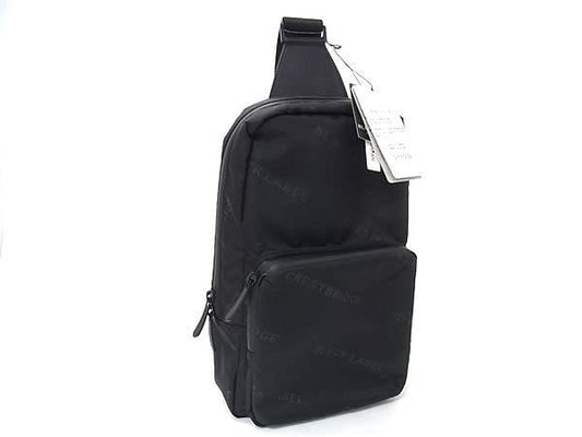 BLACKLABEL CRESTBRIDGE ブラックレーベル クレストブリッジ ボディバッグ ロゴプリント 51145505 ブラック系 ナイロン レザー メンズ ショルダーバッグ 新品未使用展示品