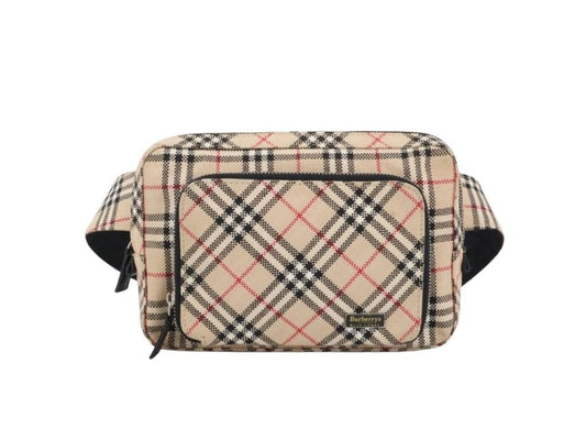 BURBERRY バーバリー ウエストバッグ BLUE LABEL ベージュ系 キャンバス レディース ノバチェック 美品