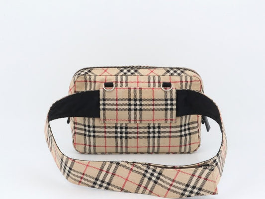 BURBERRY バーバリー ウエストバッグ BLUE LABEL ベージュ系 キャンバス レディース ノバチェック 美品