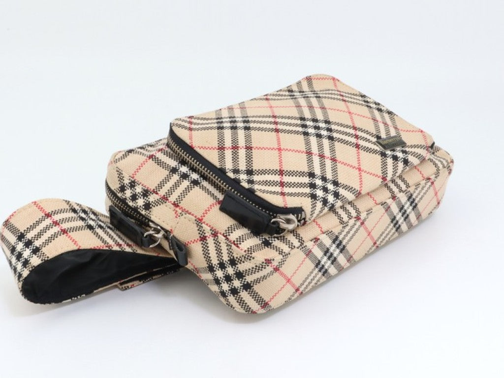 BURBERRY バーバリー ウエストバッグ BLUE LABEL ベージュ系 キャンバス レディース ノバチェック 美品