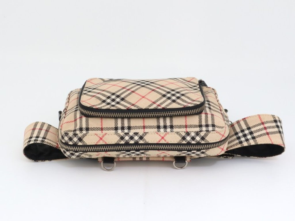 BURBERRY バーバリー ウエストバッグ BLUE LABEL ベージュ系 キャンバス レディース ノバチェック 美品