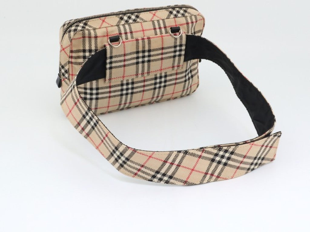 BURBERRY バーバリー ウエストバッグ BLUE LABEL ベージュ系 キャンバス レディース ノバチェック 美品