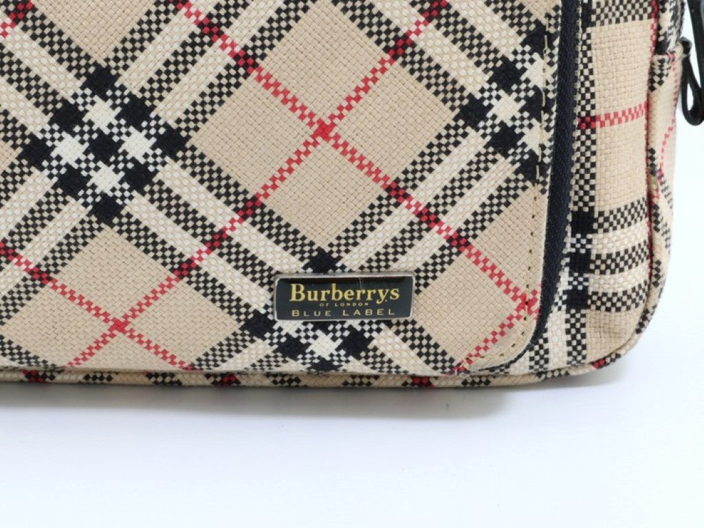 BURBERRY バーバリー ウエストバッグ BLUE LABEL ベージュ系 キャンバス レディース ノバチェック 美品