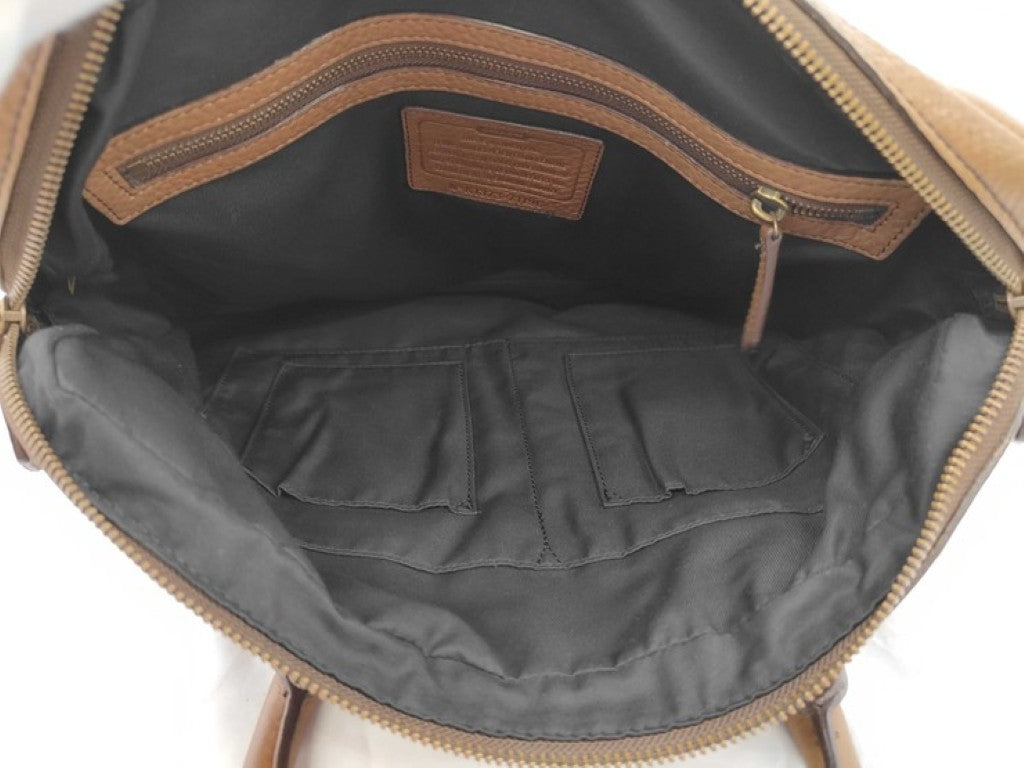 COACH コーチ ビジネスバッグ BLEEKER ブリーカー 71196 キャメル系 レザー メンズ 2WAY ハンドバッグ ゴールド金具 美品