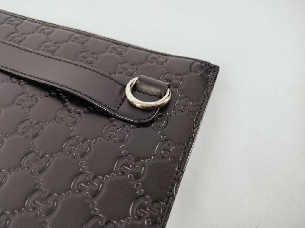 GUCCI グッチ クラッチバッグ グッチシマ 429004 ブラック系 レザー ユニセックス 美品