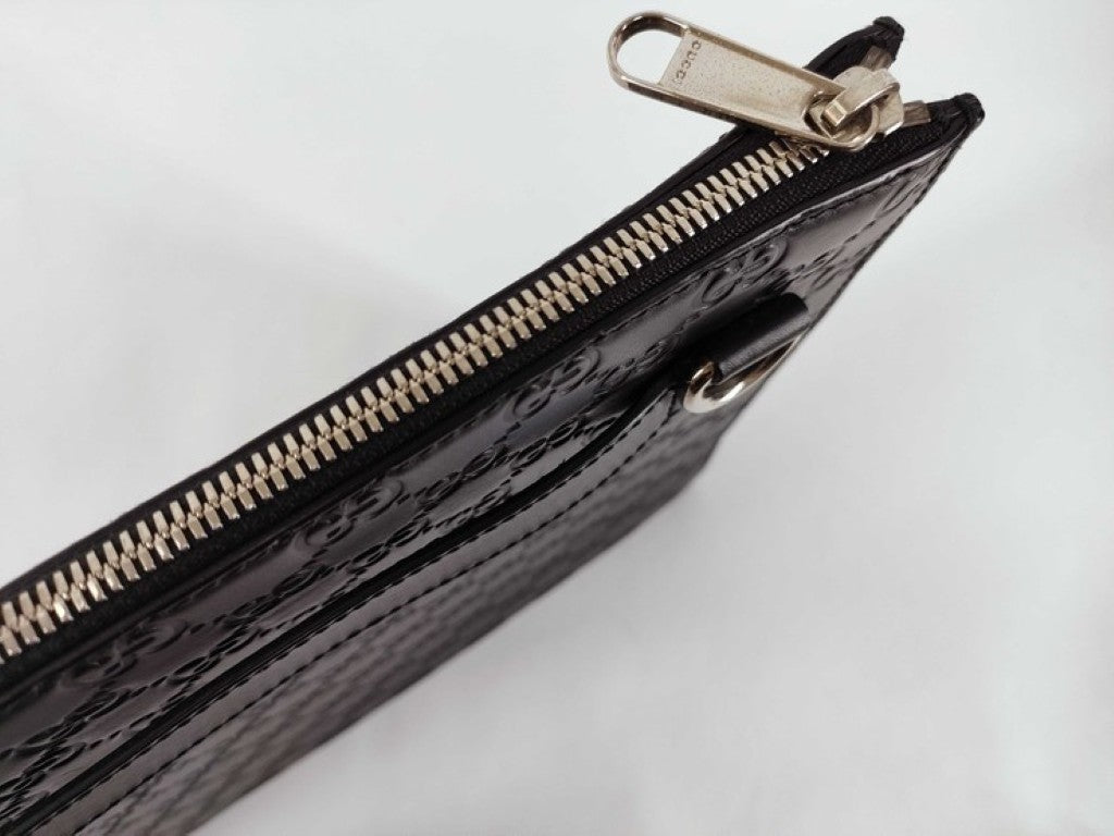 GUCCI グッチ クラッチバッグ グッチシマ 429004 ブラック系 レザー ユニセックス 美品