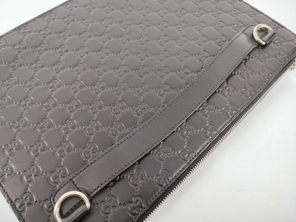 GUCCI グッチ クラッチバッグ グッチシマ 429004 ブラック系 レザー ユニセックス 美品