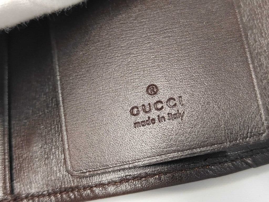 GUCCI グッチ キーケース GGキャンバス 131928 キャンバス レザー系 ベージュ ブラウン ユニセックス シェリー 6連 シルバー金具 美品