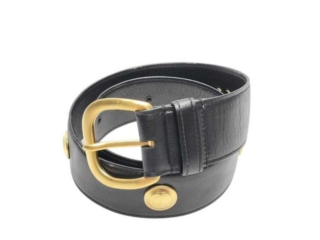 GUCCI グッチ ベルト 037.01/16.0317 ブラック ゴールド系 レザー メンズ ゴールド金具 美品
