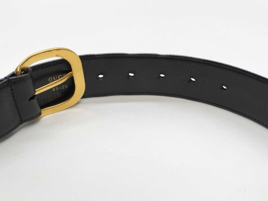 GUCCI グッチ ベルト 037.01/16.0317 ブラック ゴールド系 レザー メンズ ゴールド金具 美品