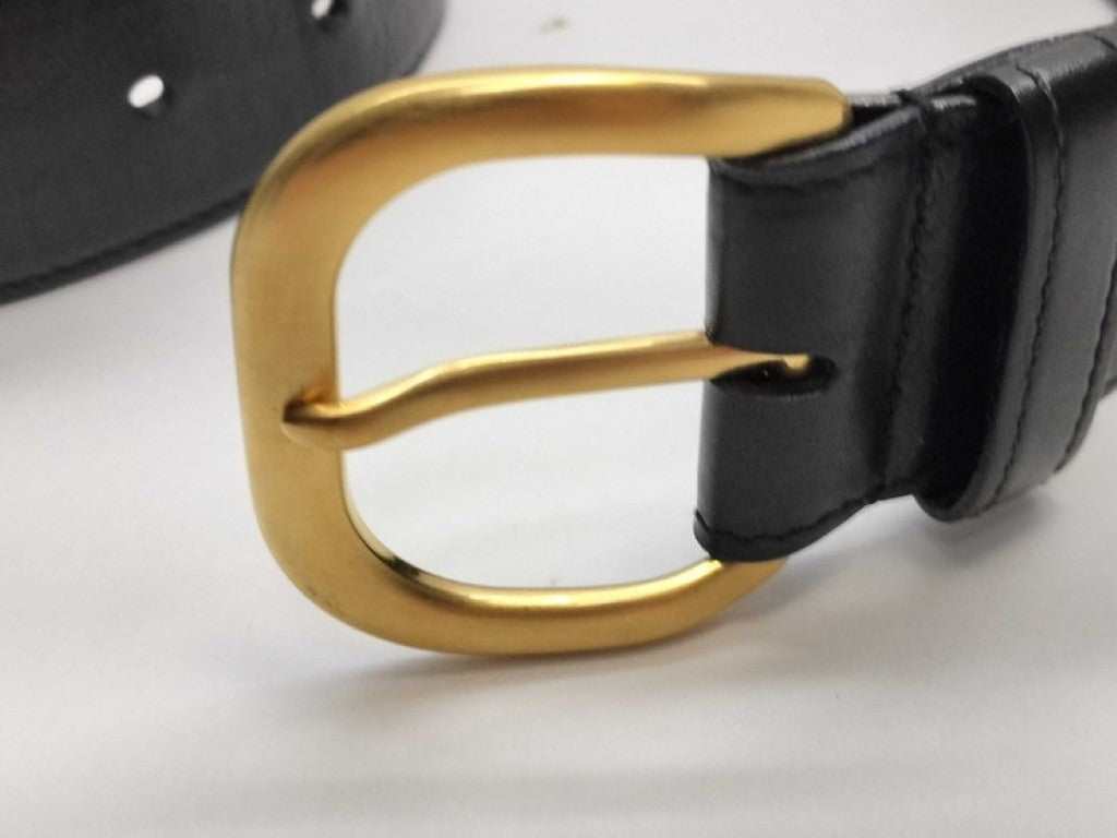 GUCCI グッチ ベルト 037.01/16.0317 ブラック ゴールド系 レザー メンズ ゴールド金具 美品