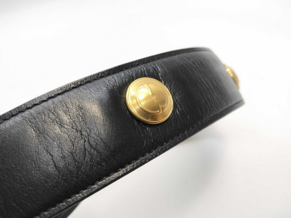 GUCCI グッチ ベルト 037.01/16.0317 ブラック ゴールド系 レザー メンズ ゴールド金具 美品