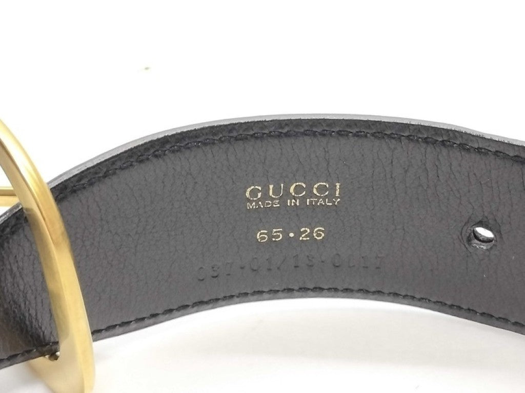 GUCCI グッチ ベルト 037.01/16.0317 ブラック ゴールド系 レザー メンズ ゴールド金具 美品
