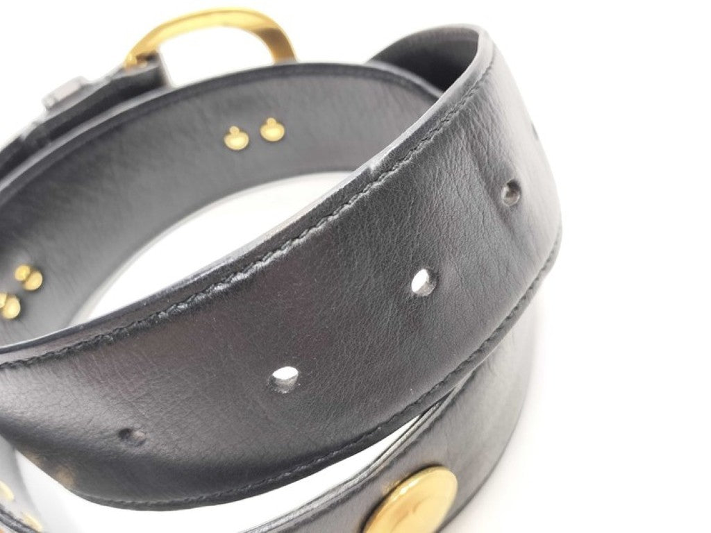 GUCCI グッチ ベルト 037.01/16.0317 ブラック ゴールド系 レザー メンズ ゴールド金具 美品
