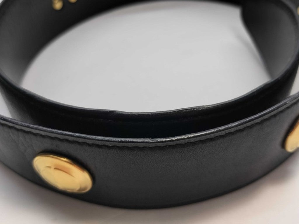 GUCCI グッチ ベルト 037.01/16.0317 ブラック ゴールド系 レザー メンズ ゴールド金具 美品