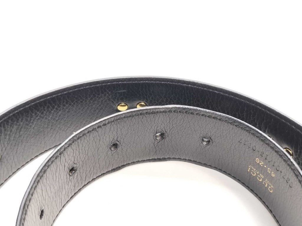 GUCCI グッチ ベルト 037.01/16.0317 ブラック ゴールド系 レザー メンズ ゴールド金具 美品