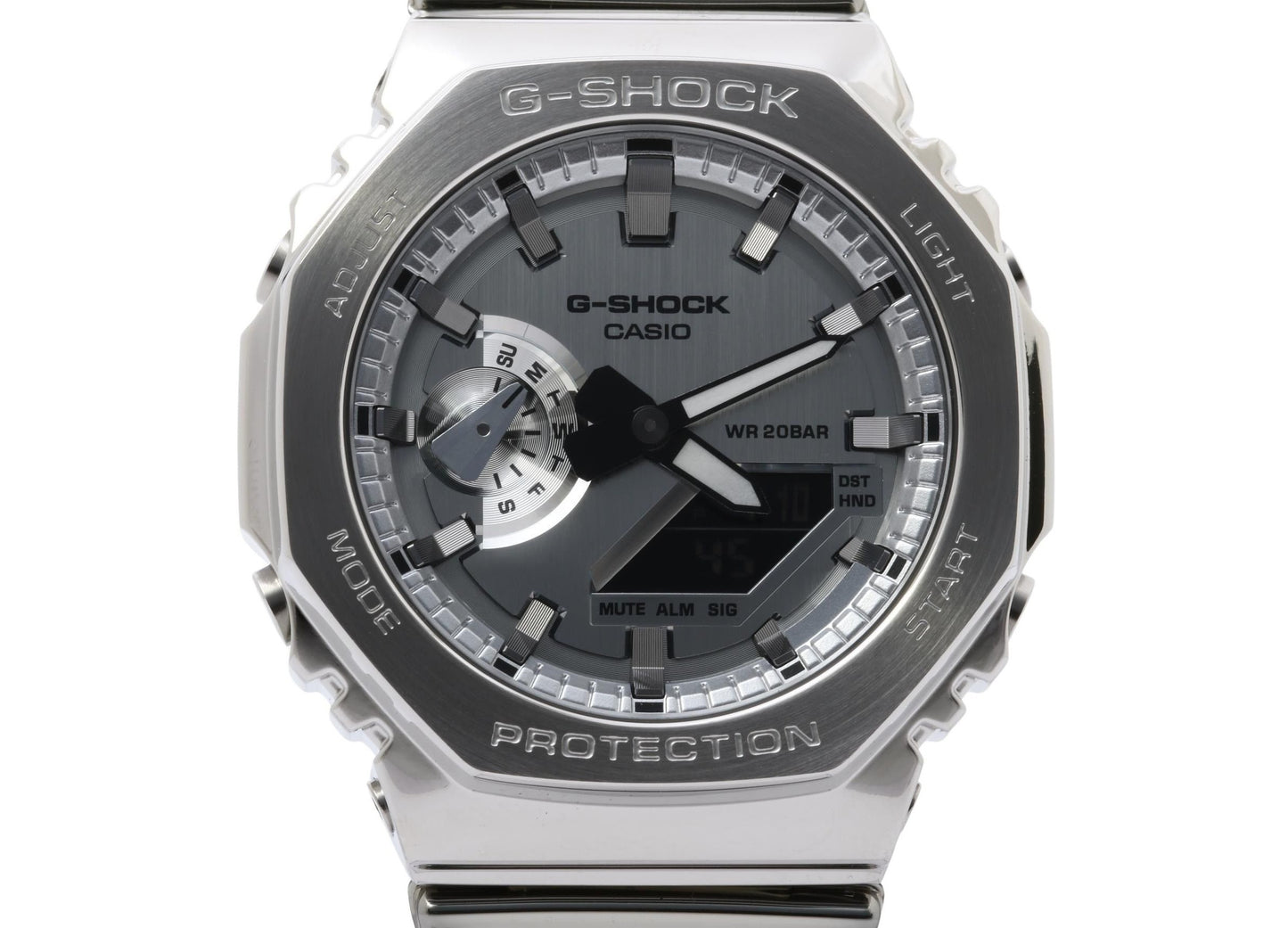 CASIO カシオ 時計 GSHOCK FINE METALLIC SERIES ANALOGDIGITAL 2100 Series GM2100YM8AJF シルバー 樹脂／ステンレススチール メンズ デジアナ 新品未使用展示品