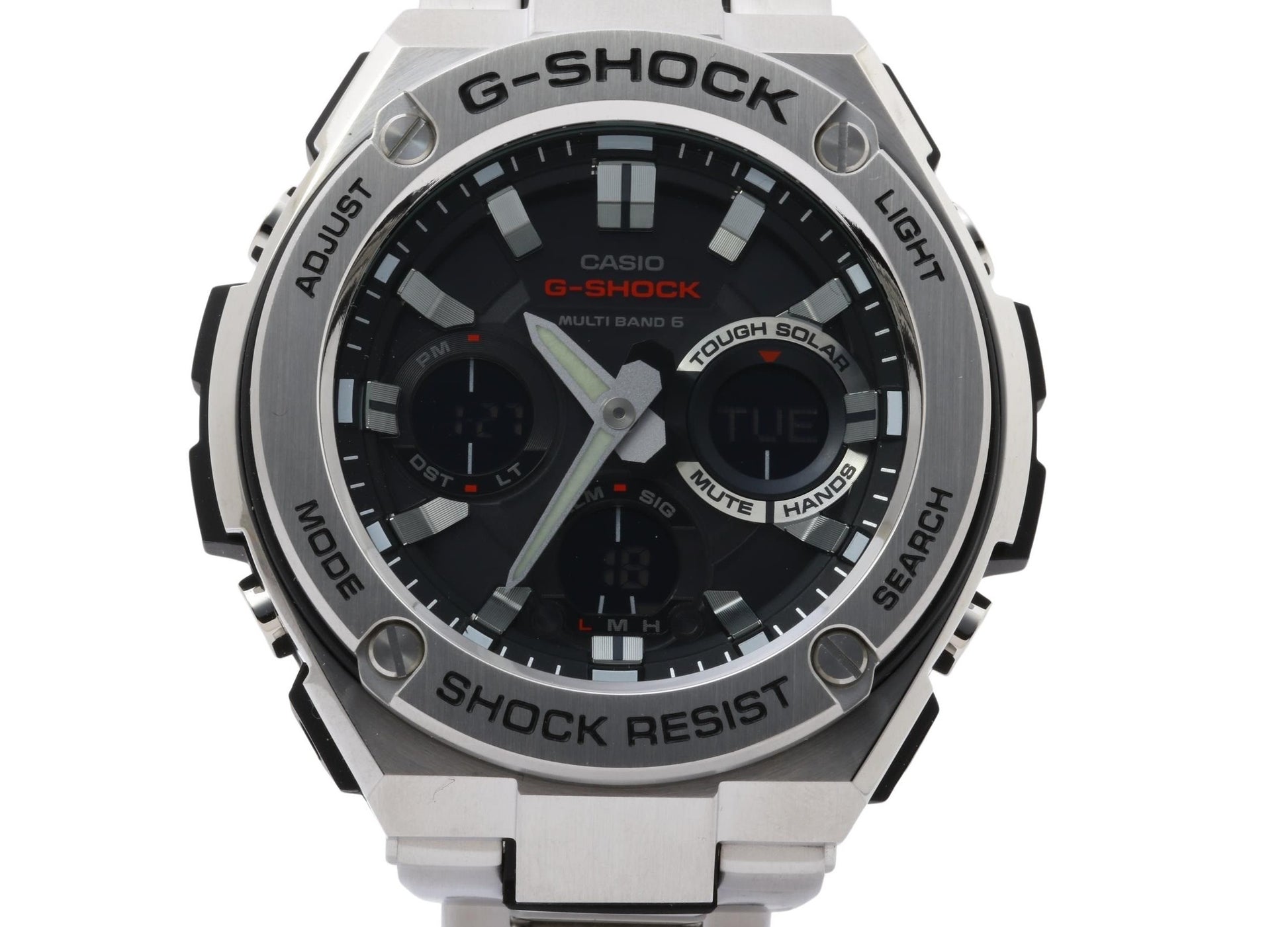CASIO カシオ 時計 GSHOCK GSTEEL GSTW100 Series GSTW110D1AJF ブラック シルバー 樹脂／ステンレススチール メンズ デジアナ 超美品