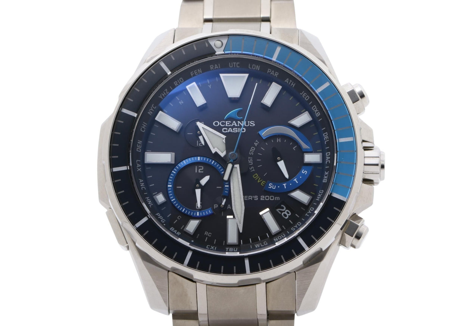 CASIO カシオ 時計 オシアナス CACHALOT OCWP20001AJF ブルー シルバー チタン メンズ アナログ 超美品