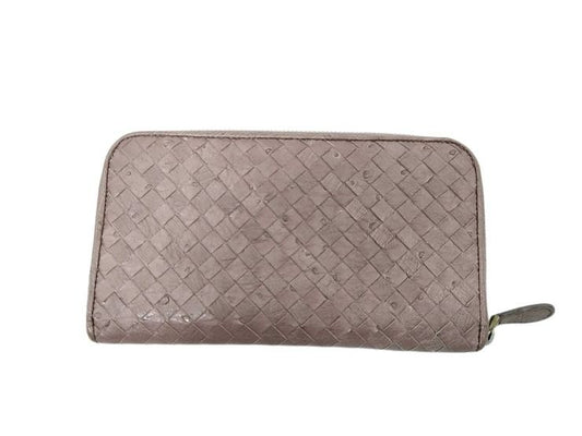 BOTTEGA VENETA ボッテガヴェネタ 財布 イントレチャート 114076 ブラウン系 オーストリッチ ユニセックス ラウンドファスナー 長財布