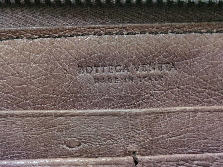 BOTTEGA VENETA ボッテガヴェネタ 財布 イントレチャート 114076 ブラウン系 オーストリッチ ユニセックス ラウンドファスナー 長財布