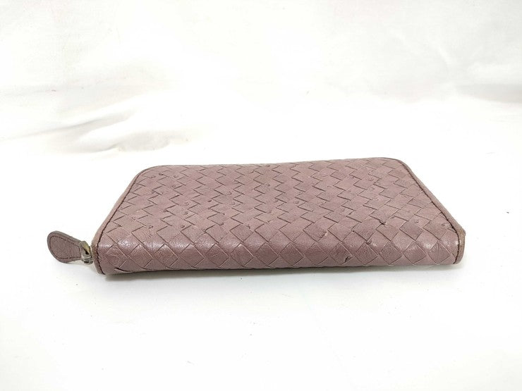 BOTTEGA VENETA ボッテガヴェネタ 財布 イントレチャート 114076 ブラウン系 オーストリッチ ユニセックス ラウンドファスナー 長財布