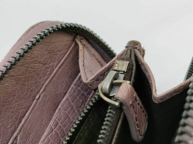 BOTTEGA VENETA ボッテガヴェネタ 財布 イントレチャート 114076 ブラウン系 オーストリッチ ユニセックス ラウンドファスナー 長財布