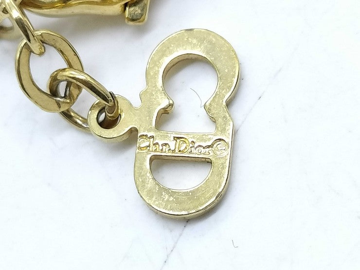 ChristianDior クリスチャンディオール ネックレス エンブレムロゴ ゴールド メタル レディース 美品