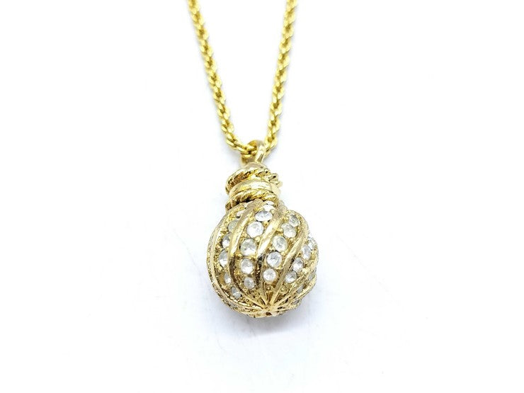 ChristianDior クリスチャンディオール ネックレス ゴールド メタル レディース ラインストーン 香水瓶モチーフ 美品