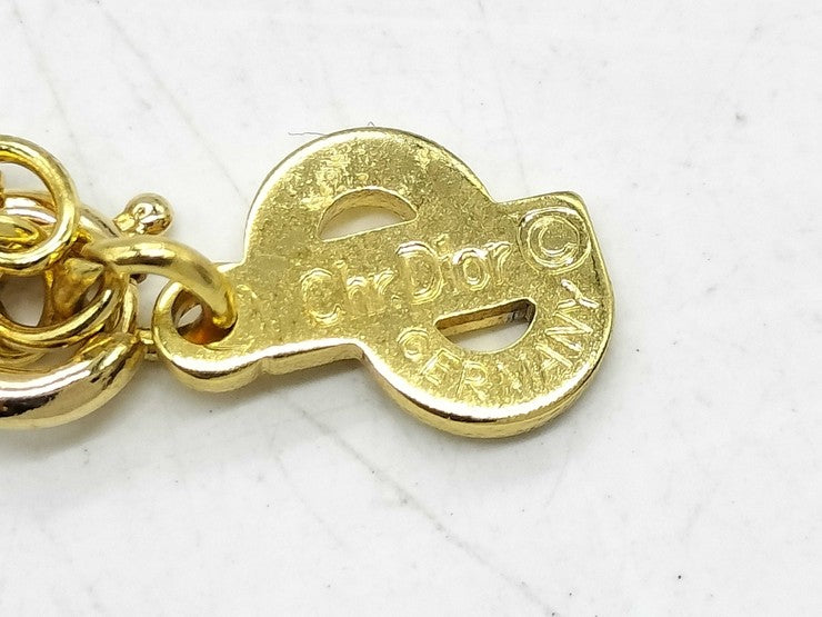 ChristianDior クリスチャンディオール ネックレス ゴールド メタル レディース ラインストーン 香水瓶モチーフ 美品