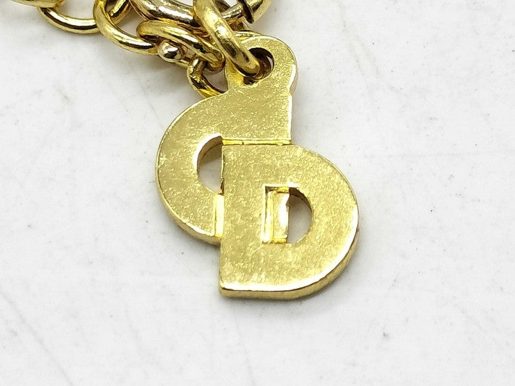 ChristianDior クリスチャンディオール ネックレス ゴールド メタル レディース ラインストーン 香水瓶モチーフ 美品