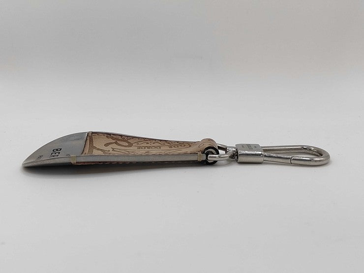 Berluti ベルルッティ シューホーン キーホルダー カリグラフィ シルバー ブラウン メタル スクリットレザー メンズ 美品